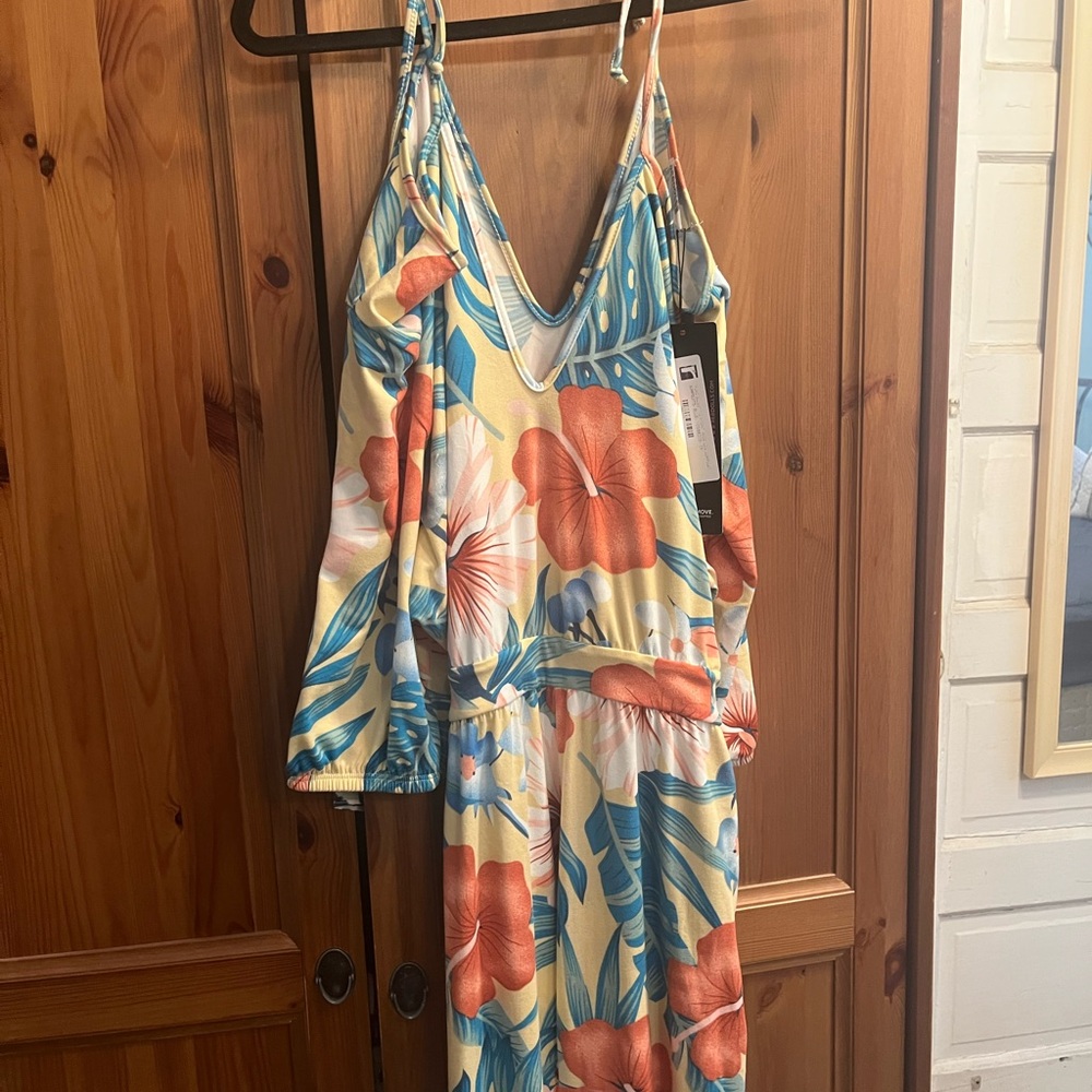 Floral Maxi jumpsuit with Tropical Print
